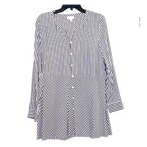 J.Jill long sleeve charcoal & white stripe tunic